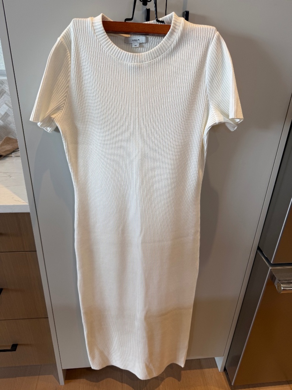 Vince white ribbed dress